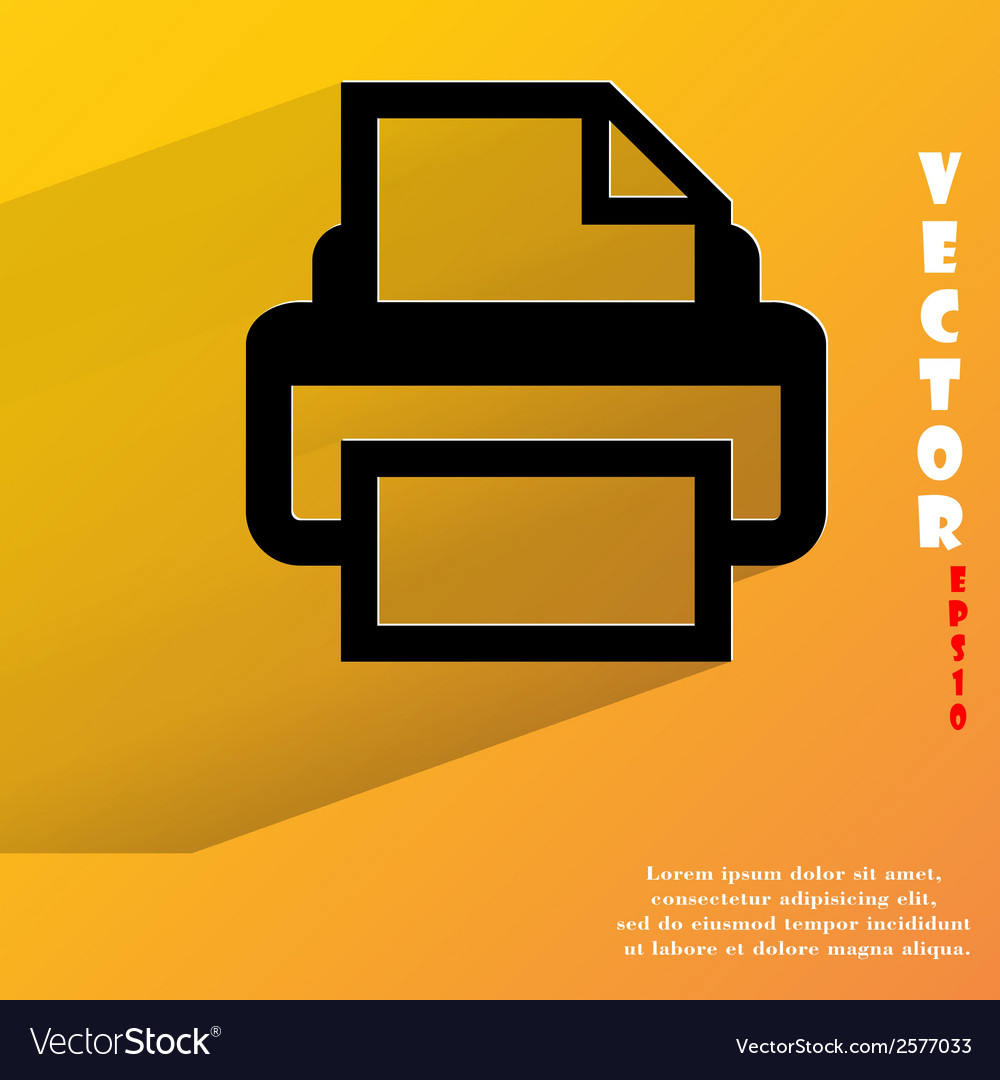 Printer flat modern web button with long shadow