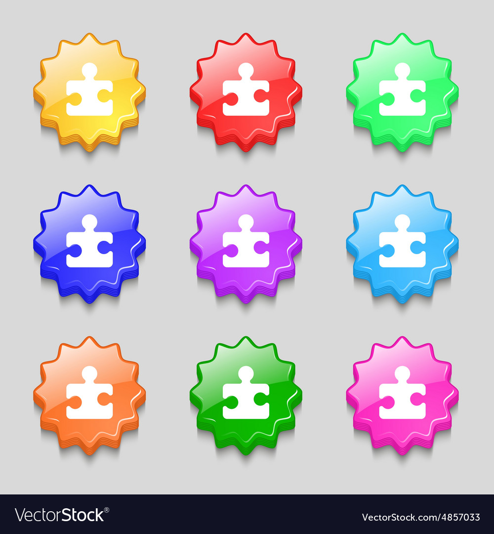 Puzzle piece icon sign symbol on nine wavy