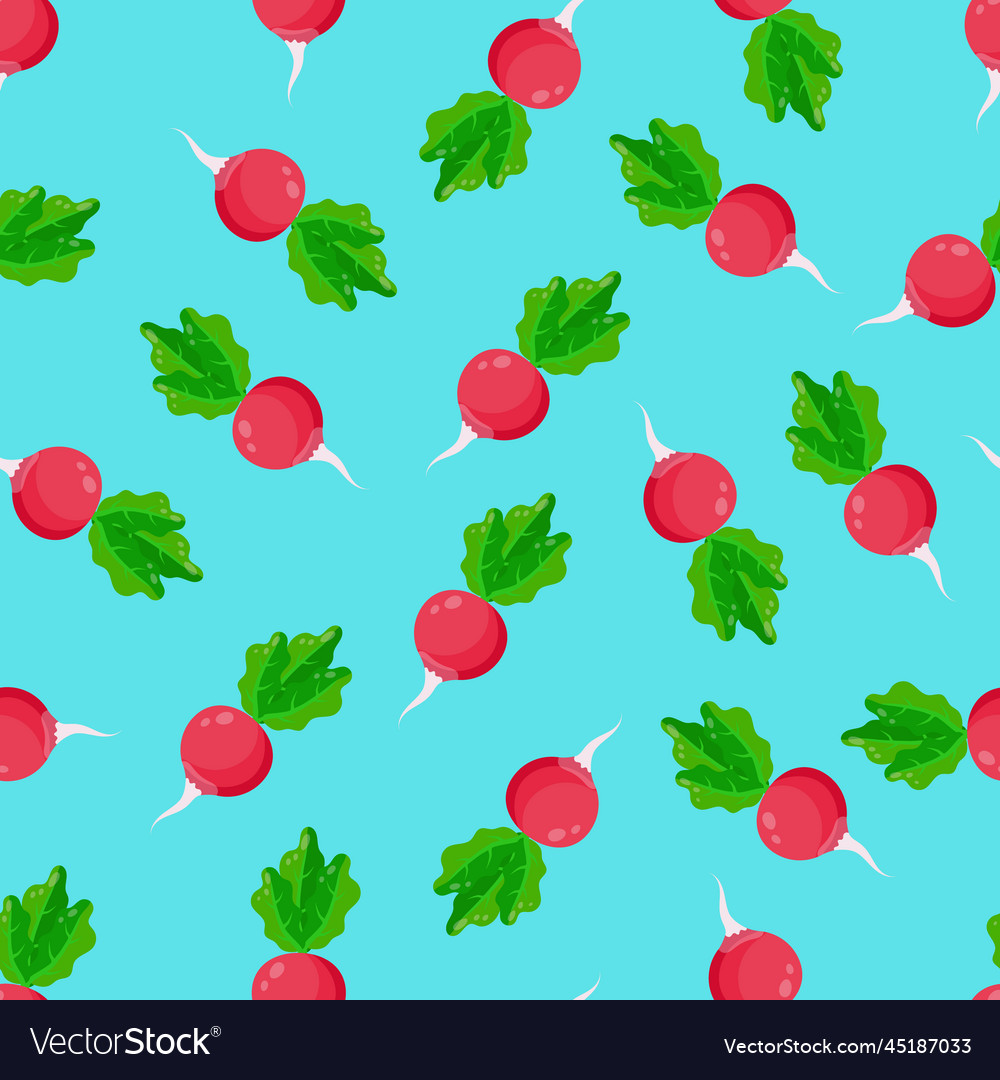 Seamless pattern with radish on a blue background vector image Seamless pattern with radish on a blue background