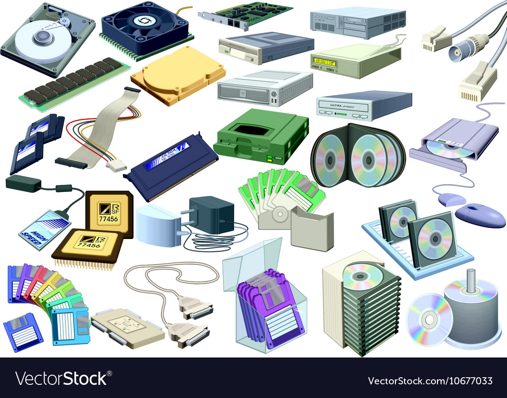 Set - computer world accessory Royalty Free Vector Image