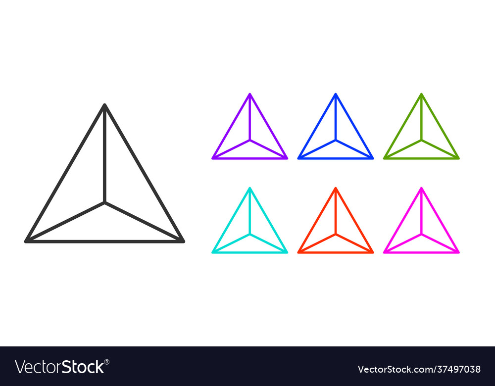 Black line geometric figure tetrahedron icon