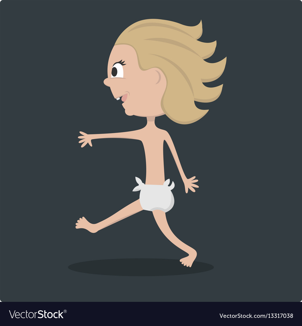 Cartoon baby running Royalty Free Vector Image