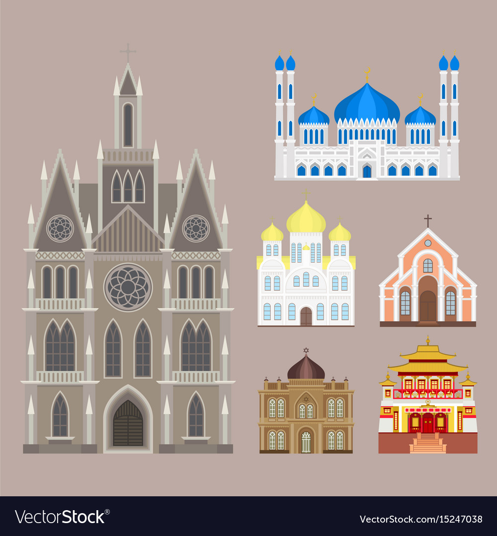 Cathedral church temple traditional building Vector Image