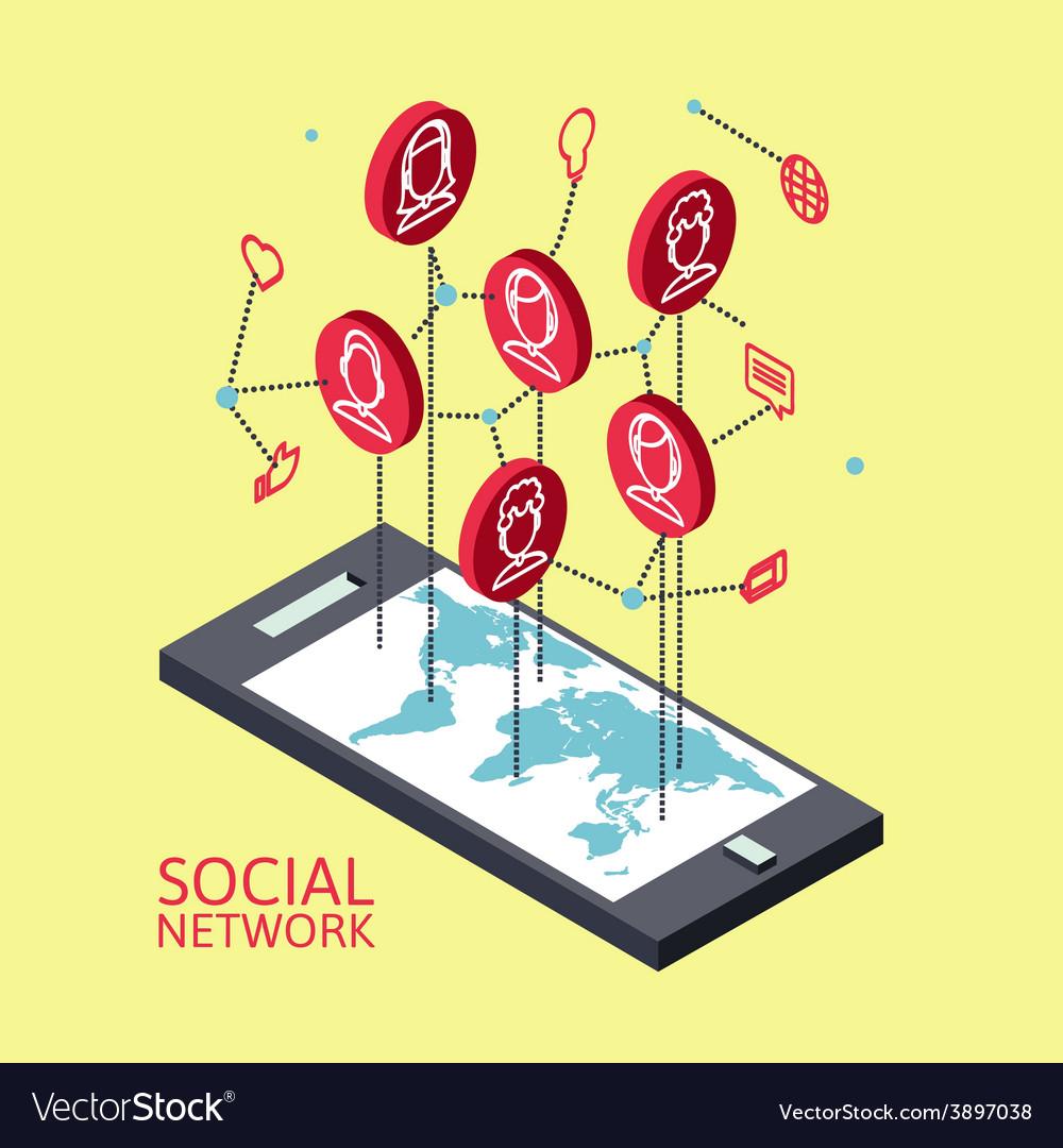 Conceptual image with social networks flat