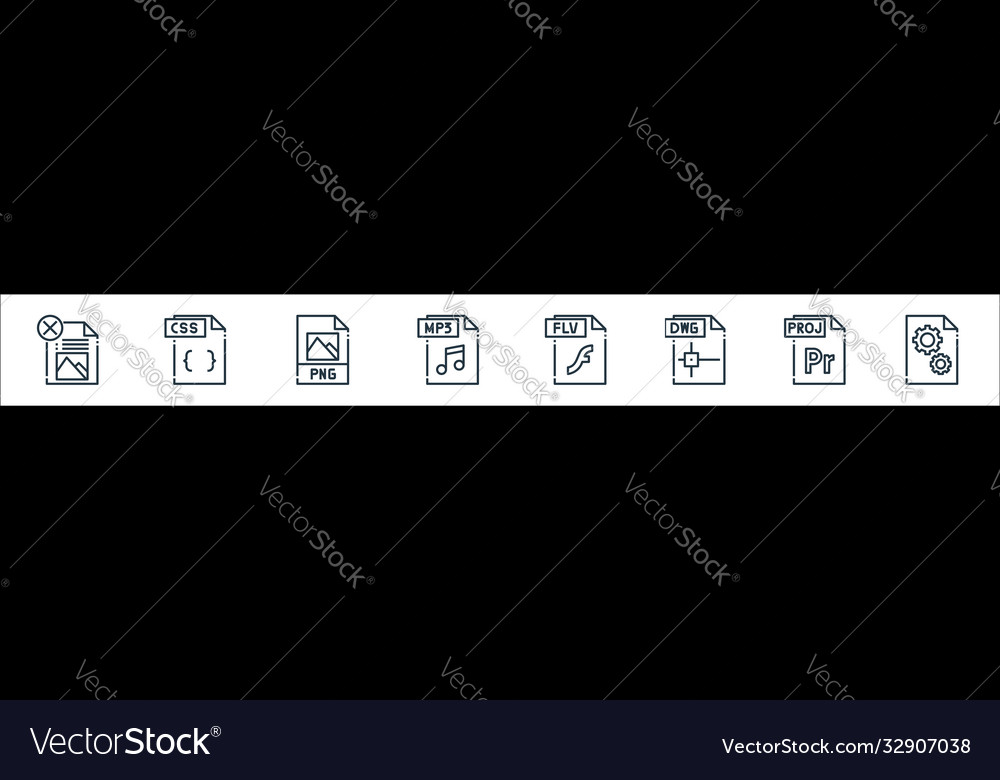 File type line icons linear set quality
