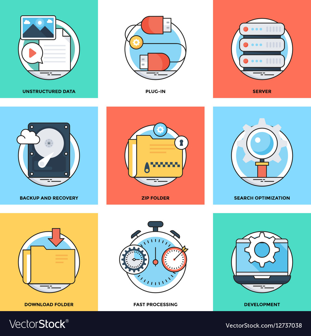 Flat color line design concepts icons 20