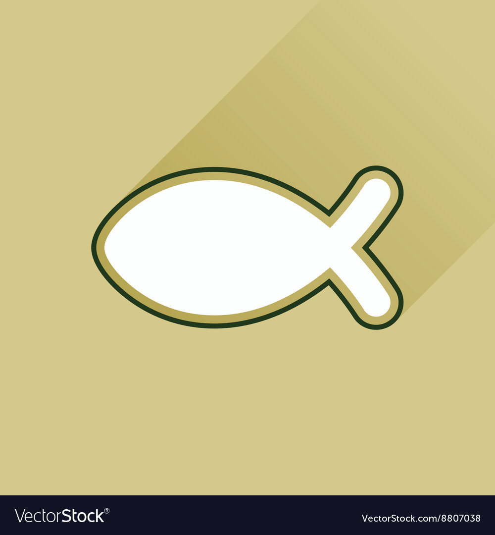 Flat icon with long shadow christian fish