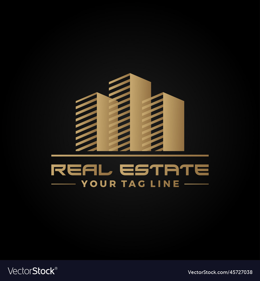 Golden building real estate logo icon concept Vector Image