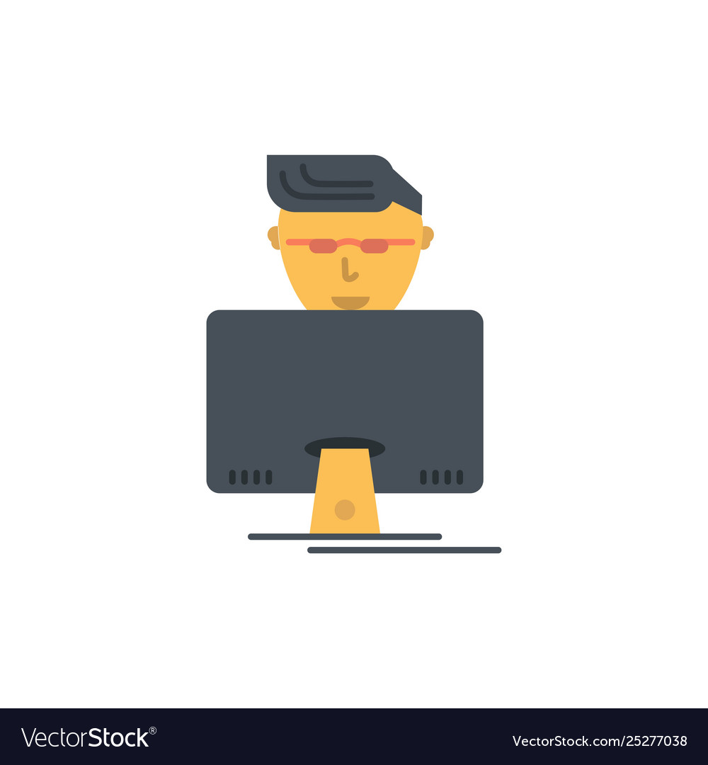 Hacker user gamer programmer flat color icon vector image Hacker user gamer programmer flat color icon