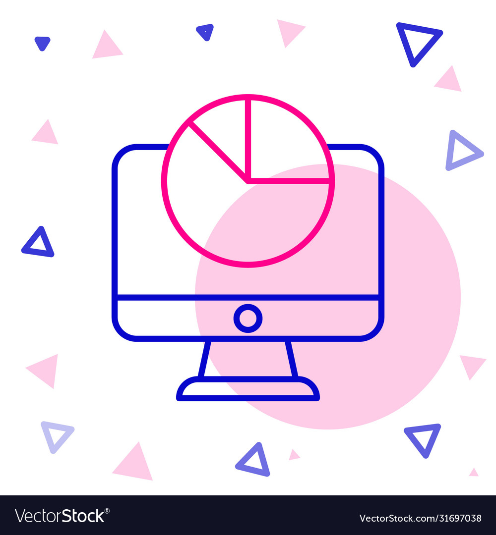 Line computer monitor with graph chart icon Vector Image Line computer monitor with graph chart icon