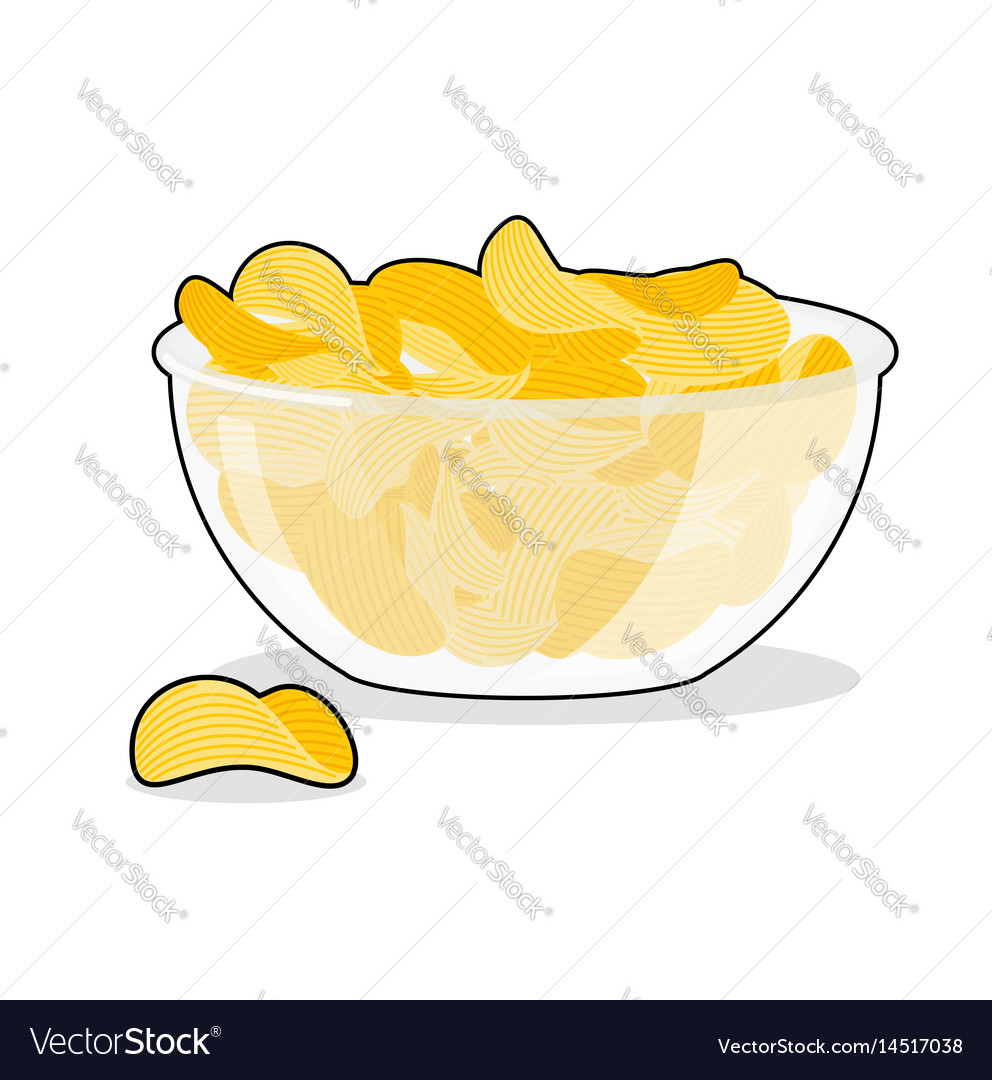 Potato chips in bowl fried potatoes deep