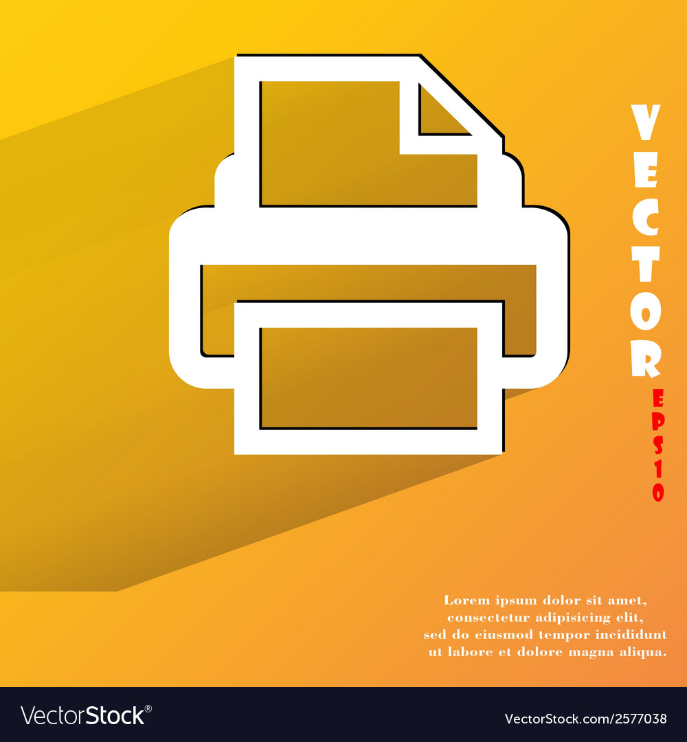 Printer flat modern web button with long shadow
