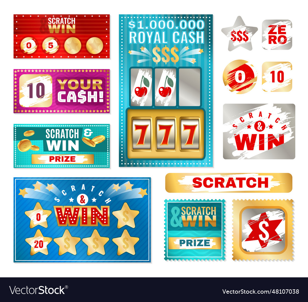 Scratch Cards Lottery Tickets For Card Game Vector Image