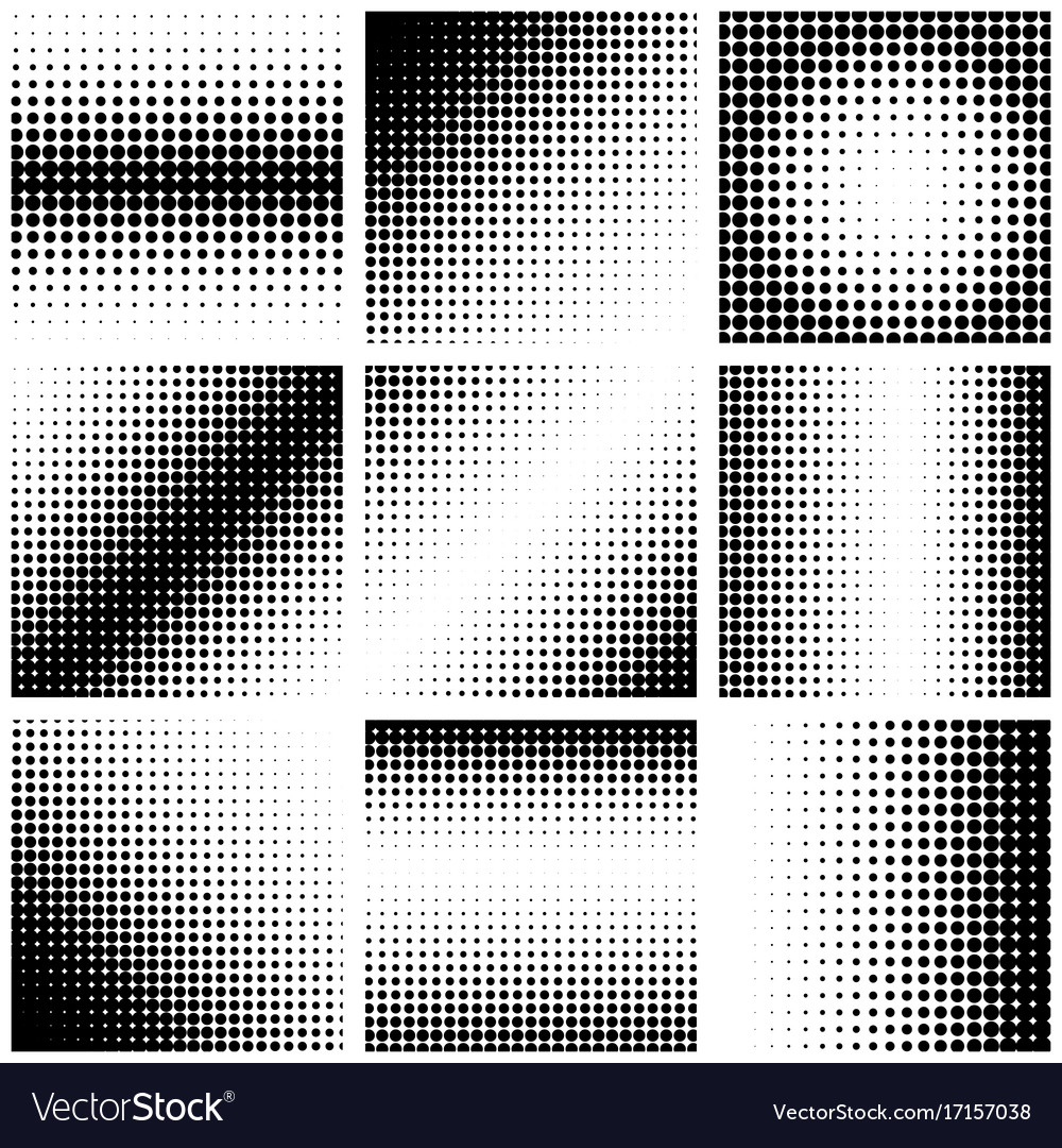 Set of abstract dotted background halftone effect