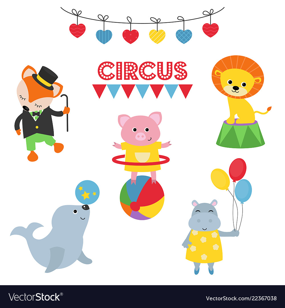 Set of circus animals