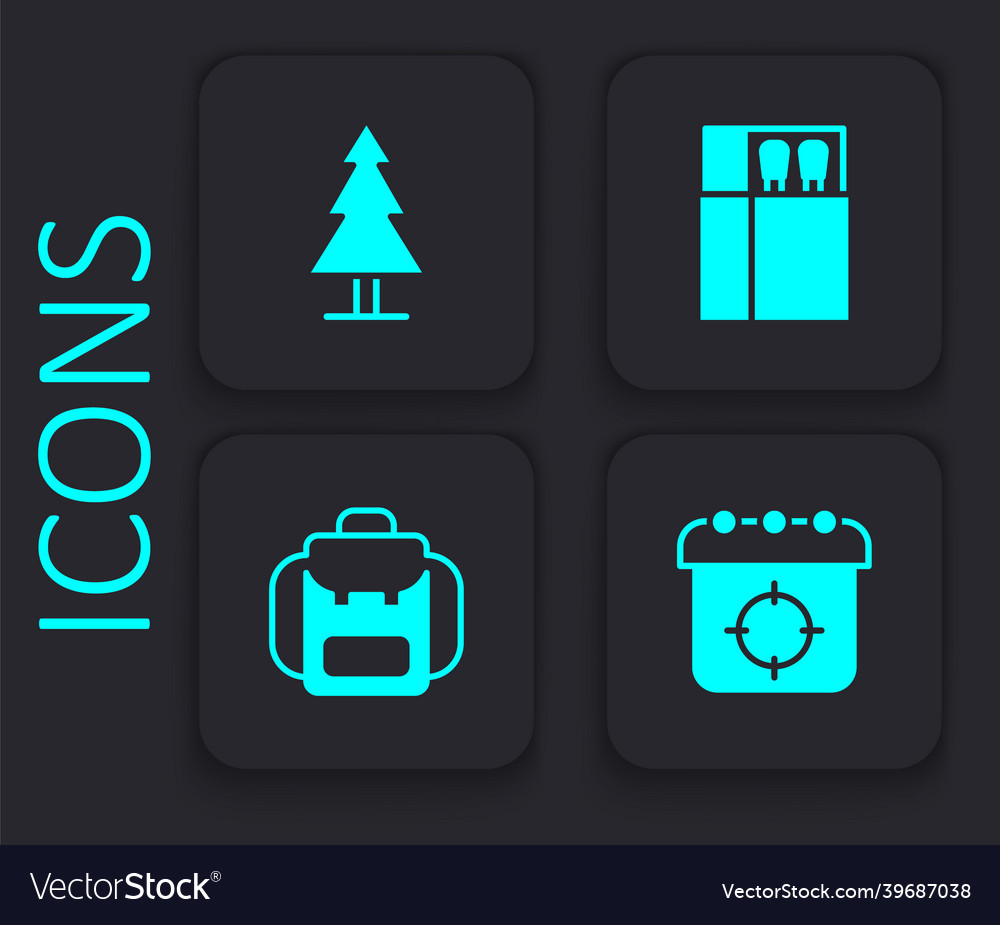 Set target sport tree open matchbox and matches Vector Image