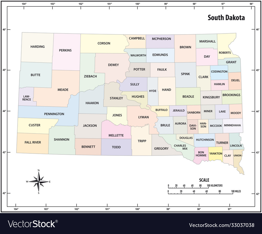 South dakota state outline administrative map Vector Image