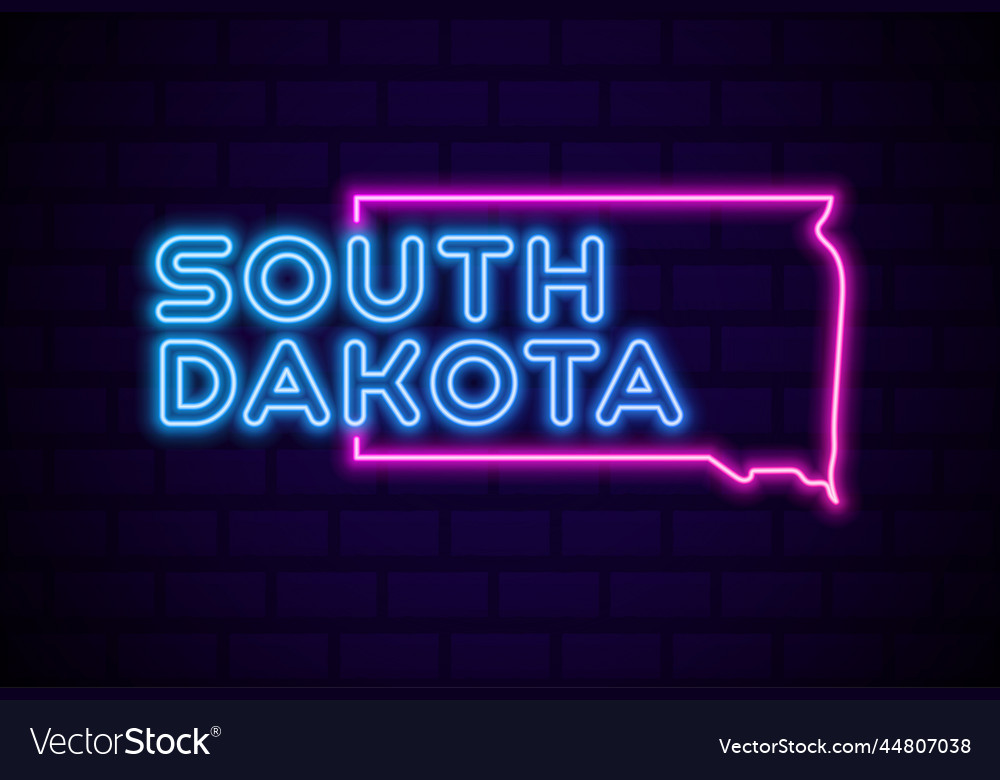 South dakota us state glowing neon lamp sign Vector Image