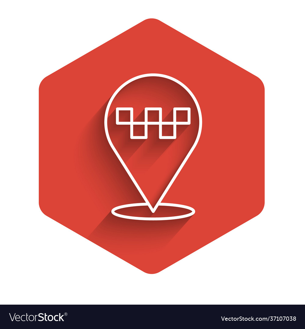 White line map pointer with taxi icon isolated vector image White line map pointer with taxi icon isolated