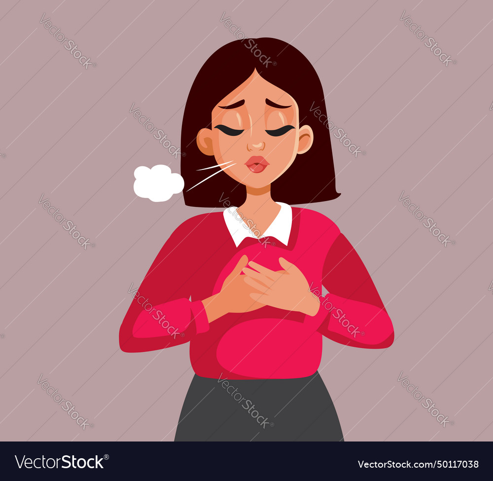 Woman suffering from a respiratory condition Vector Image