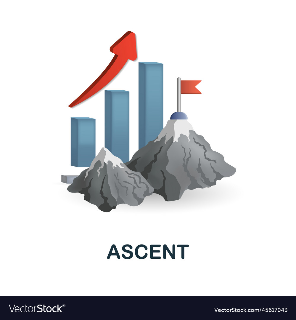 Ascent icon 3d from performance collection vector image Ascent icon 3d from performance collection