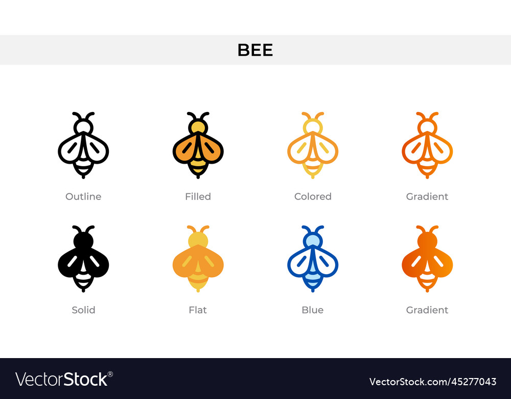 Bee icon in different style icons designed vector image Bee icon in different style icons designed