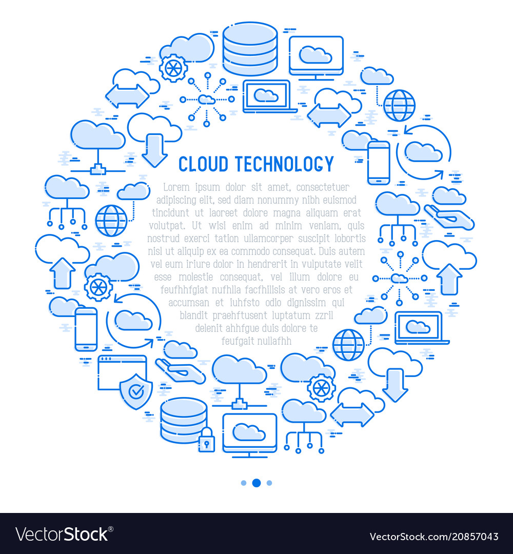 Cloud computing technology concept in circle vector image Cloud computing technology concept in circle