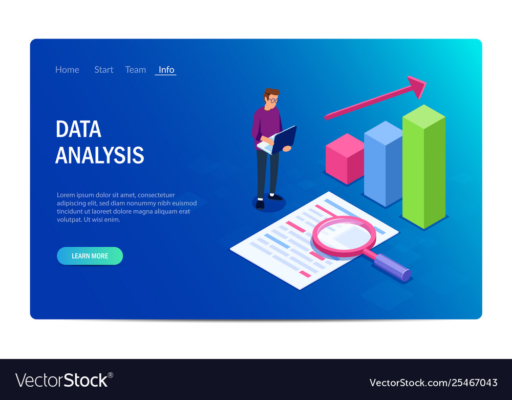 Data analysis with characters design or template vector image Data analysis with characters design or template