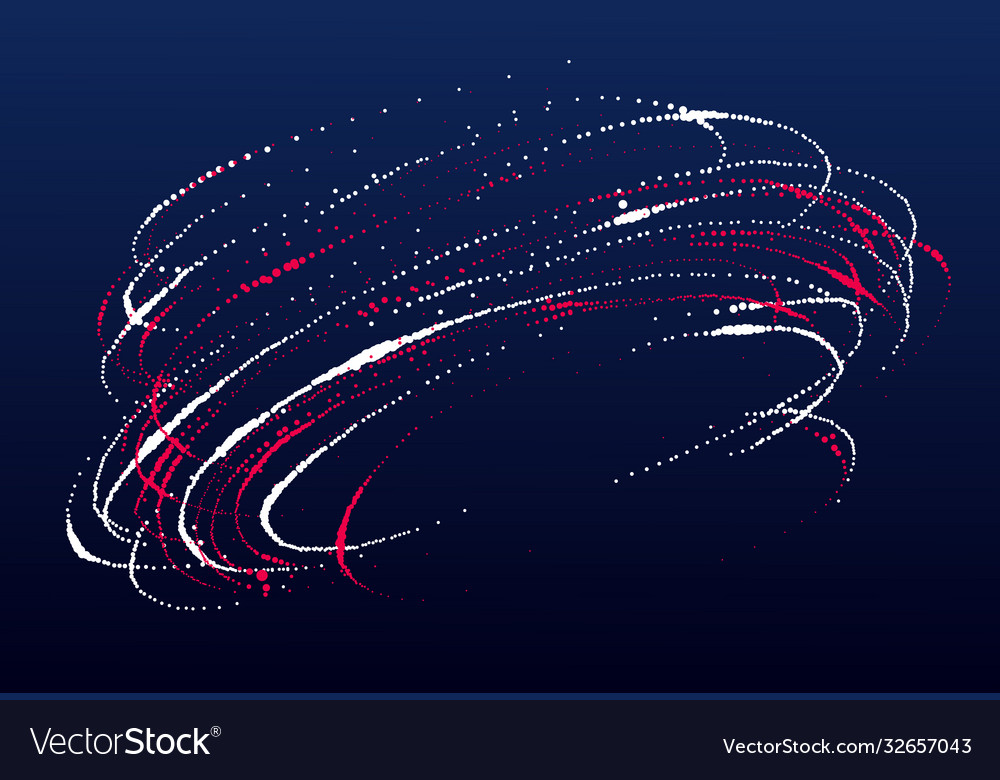 Dots particles flowing vortex abstract background vector image Dots particles flowing vortex abstract background