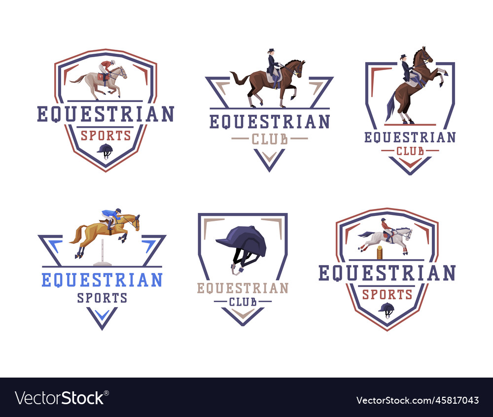 Equestrian club logo and emblem with jockey on Vector Image