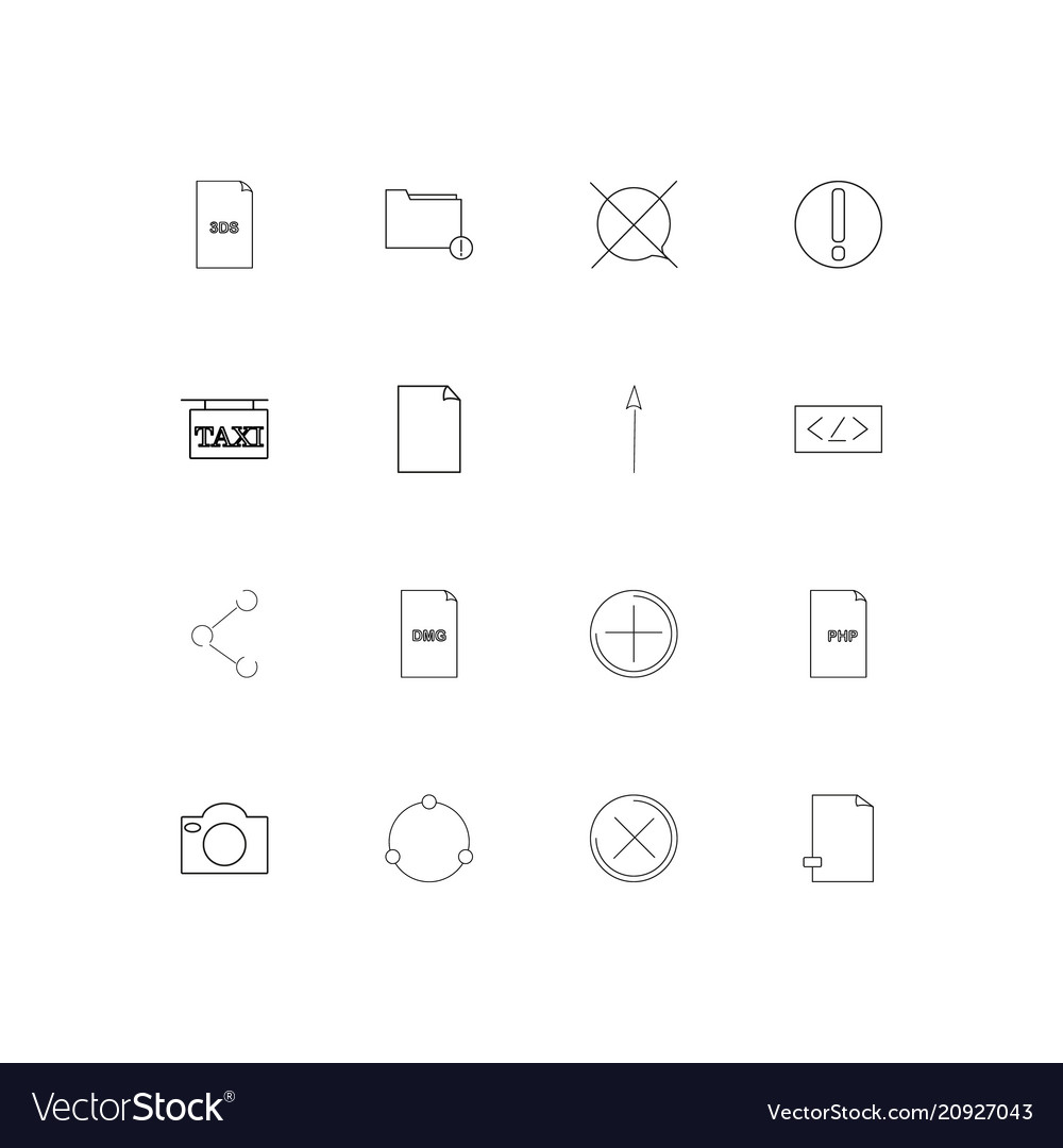 Files and folders sign linear thin icons set