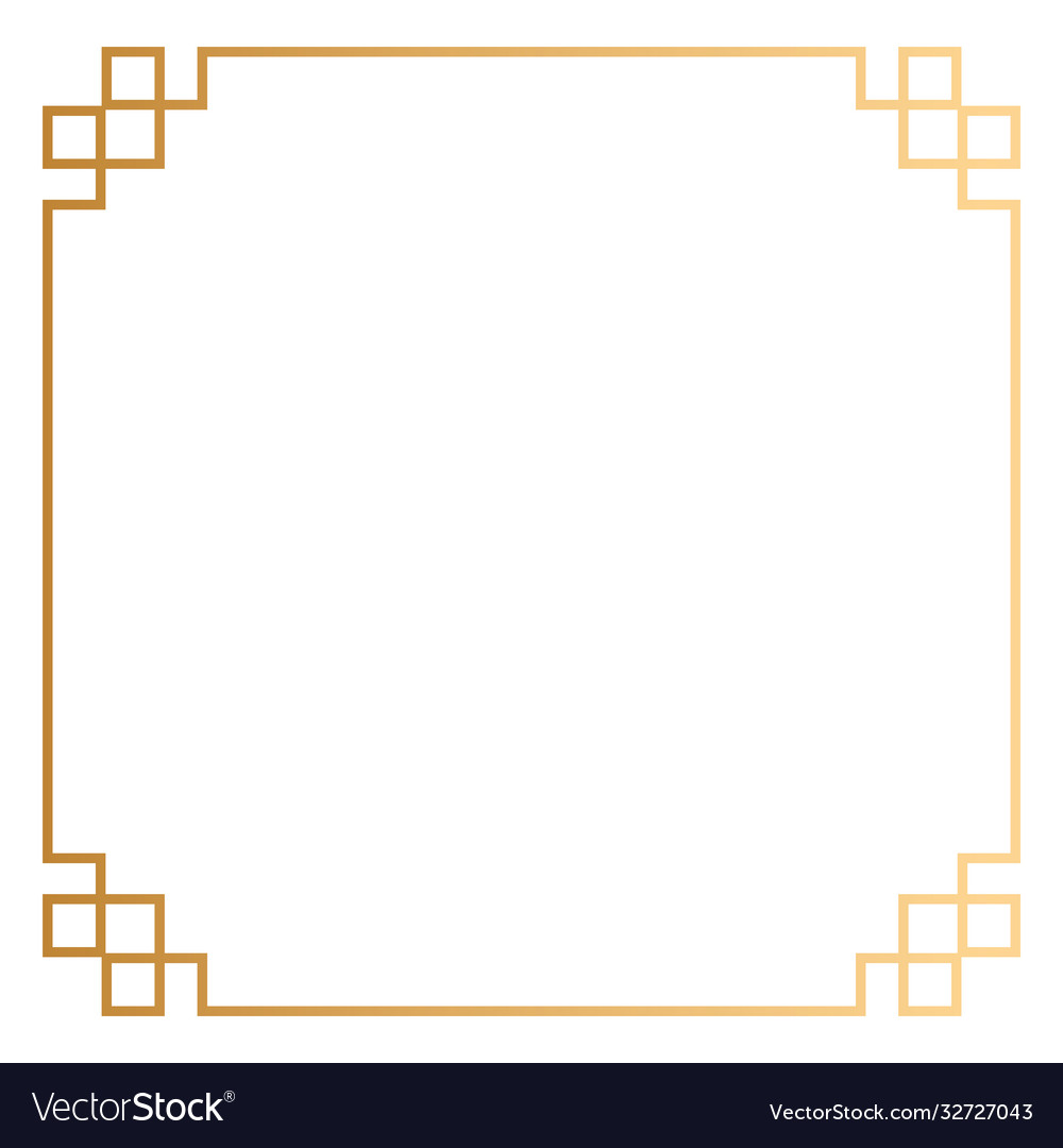 Golden square frame decoration icon Royalty Free Vector