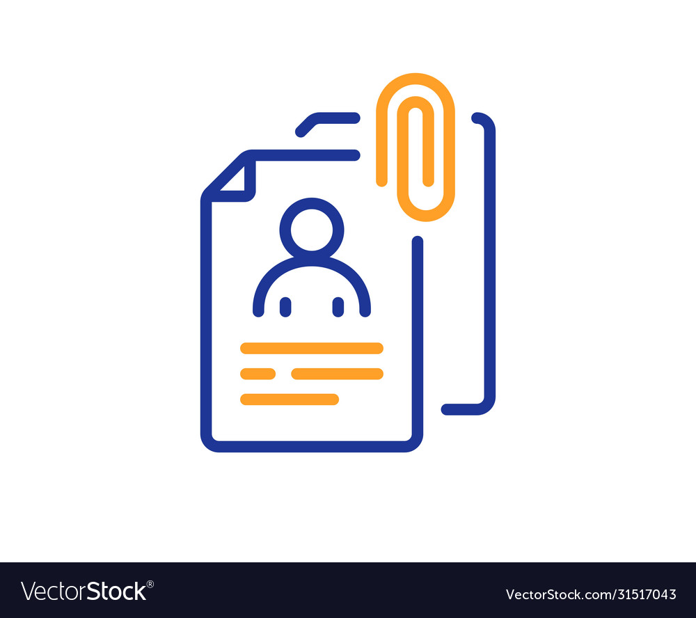 Interview documents line icon cv file attachment vector image Interview documents line icon cv file attachment