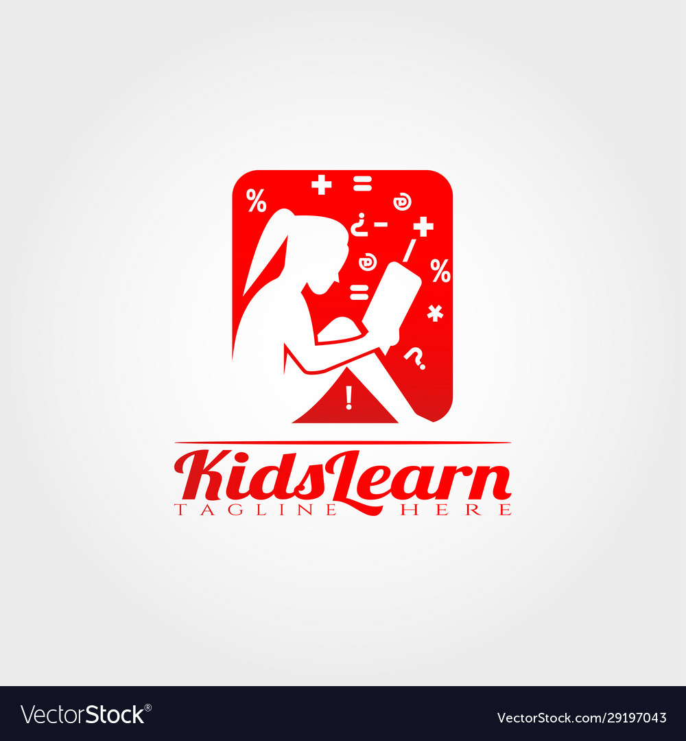 Kid learning logo templatechildren icon