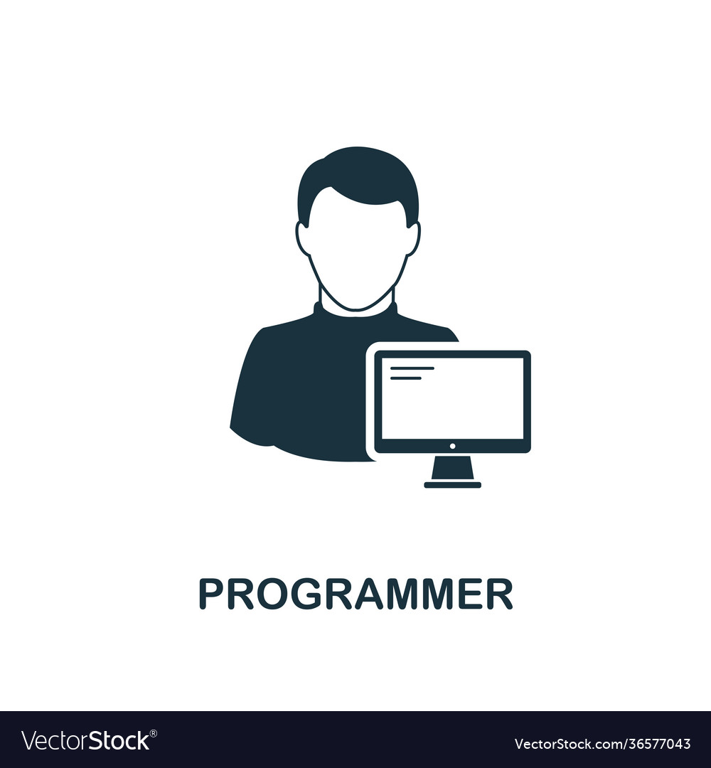 Programmer icon monochrome style design from vector image Programmer icon monochrome style design from