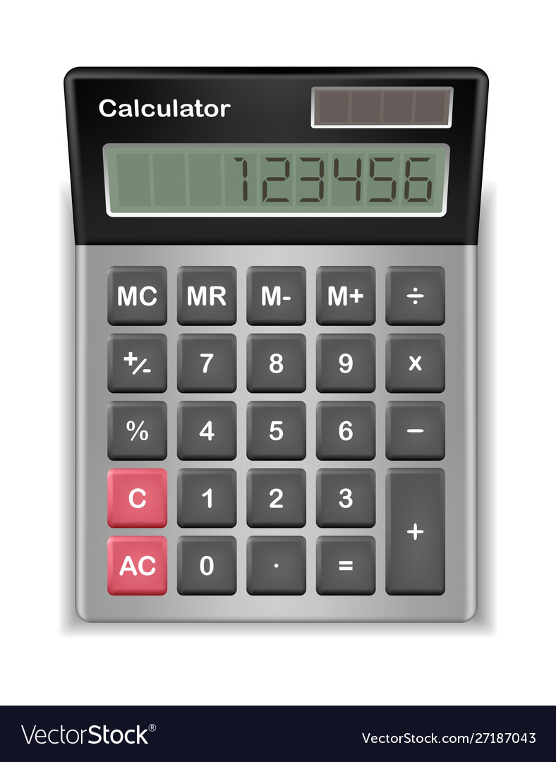 Real calculator with sample digital number vector image Real calculator with sample digital number
