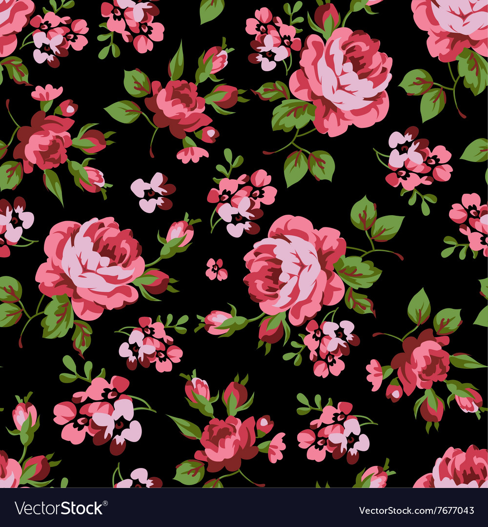 Seamless floral pattern with red roses Royalty Free Vector