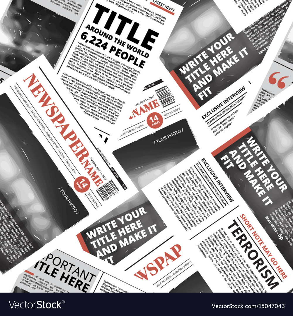 Seamless Pattern Of Print Newspaper Texture Vector Image