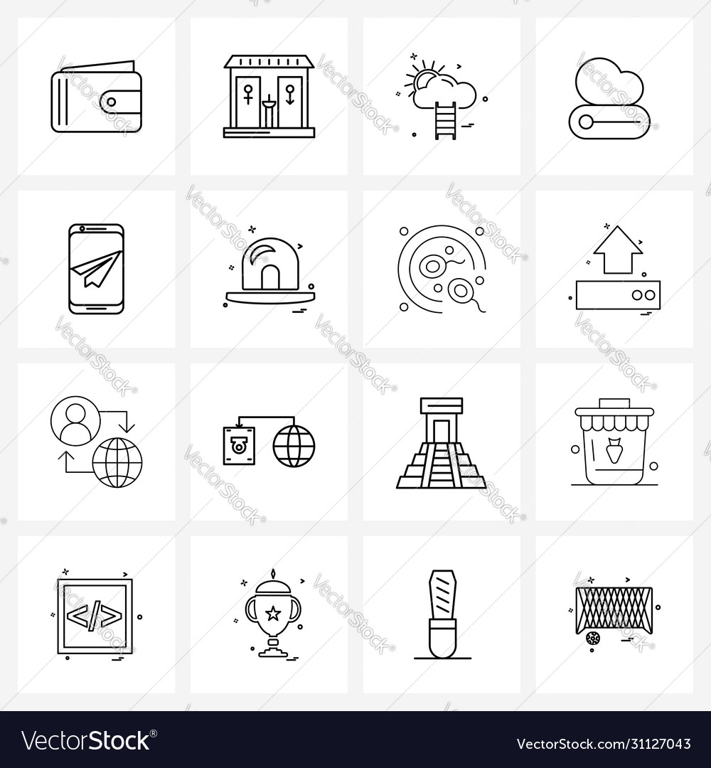 Set 16 simple line icons for web and print