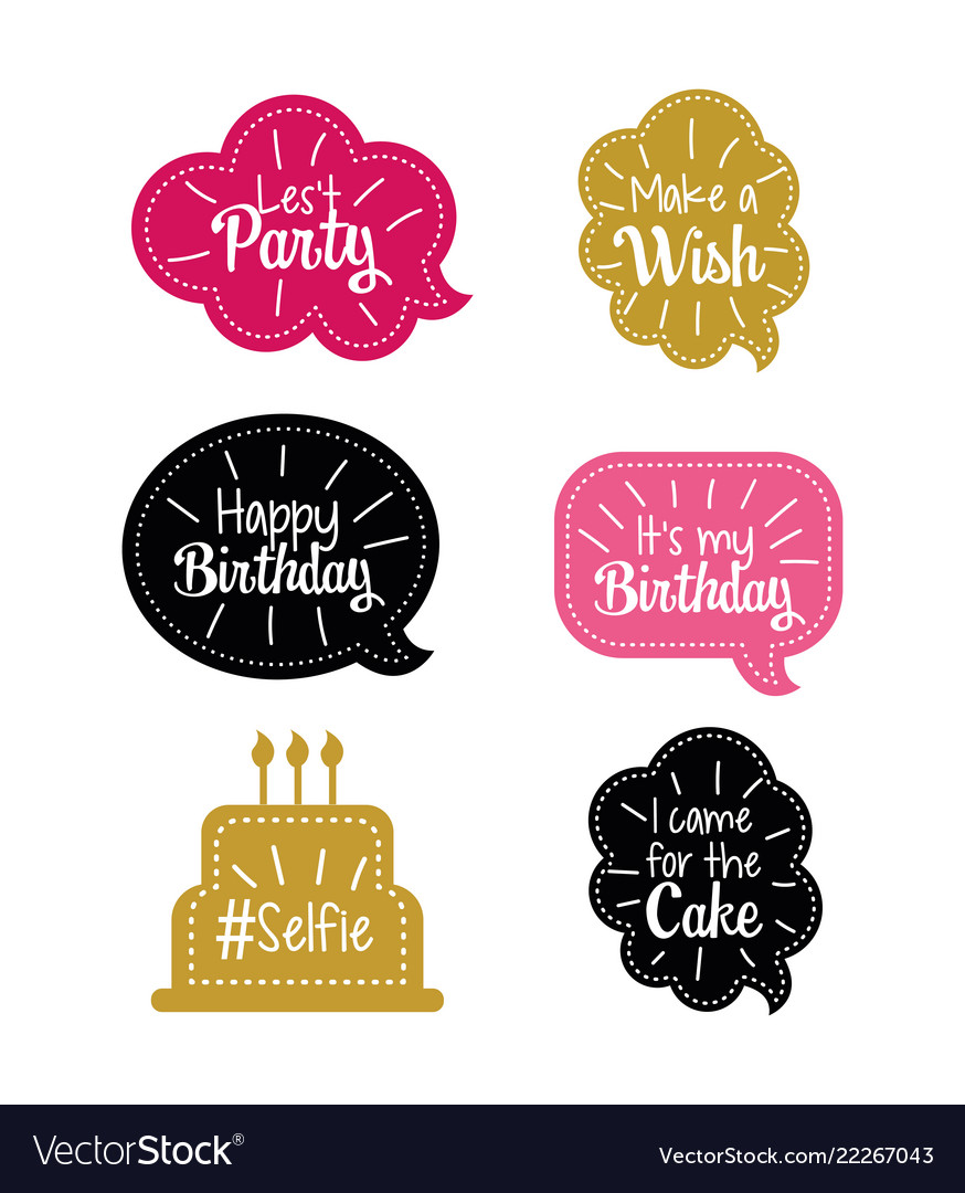 Set Chat Bubble With Happy Birthday Message Vector Image