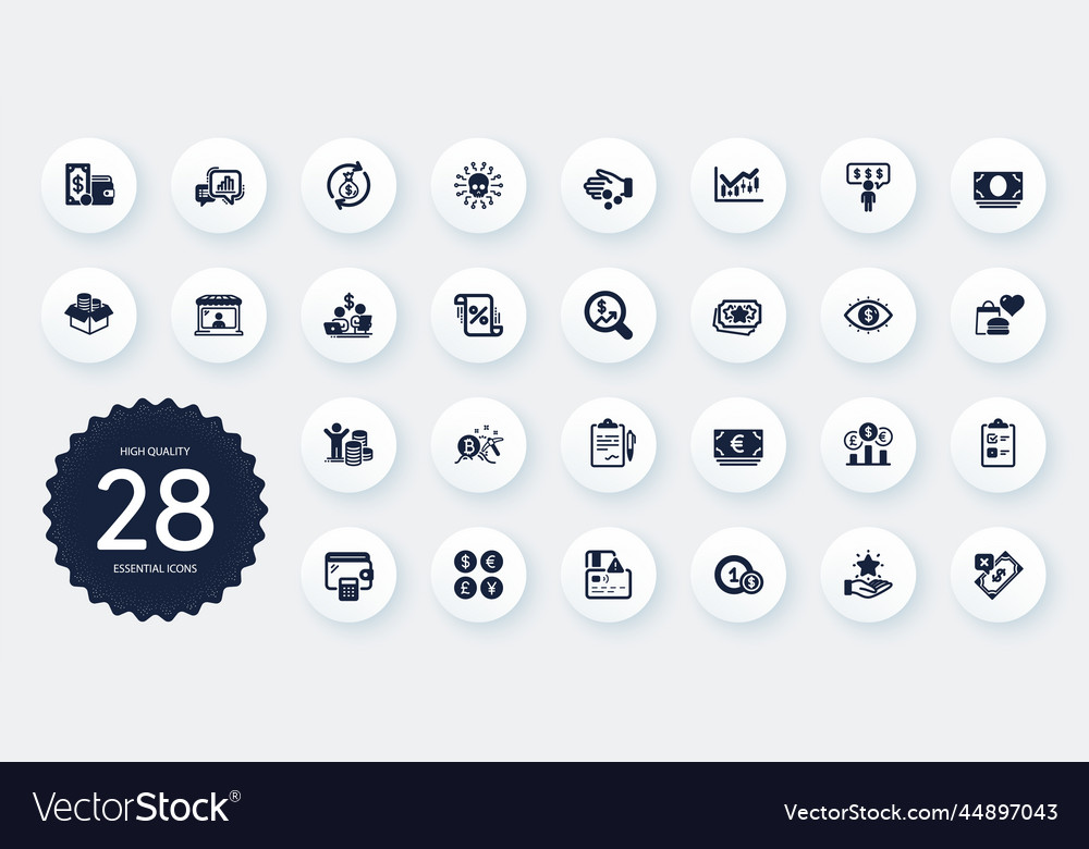 Set of finance icons such as wallet money