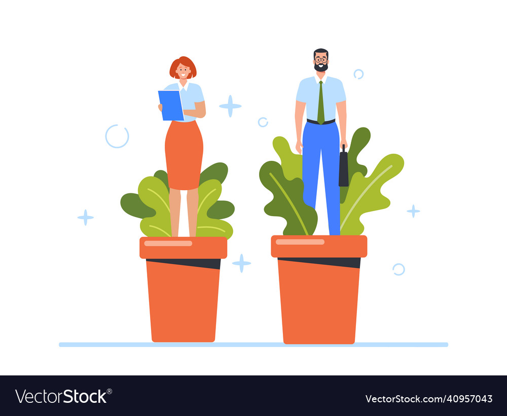 Staff develop skills business woman and man grow Vector Image