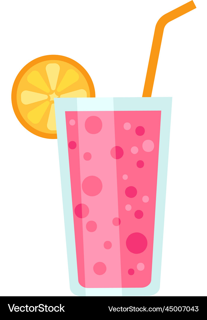 Summer drink glass icon red fruit cocktail Vector Image