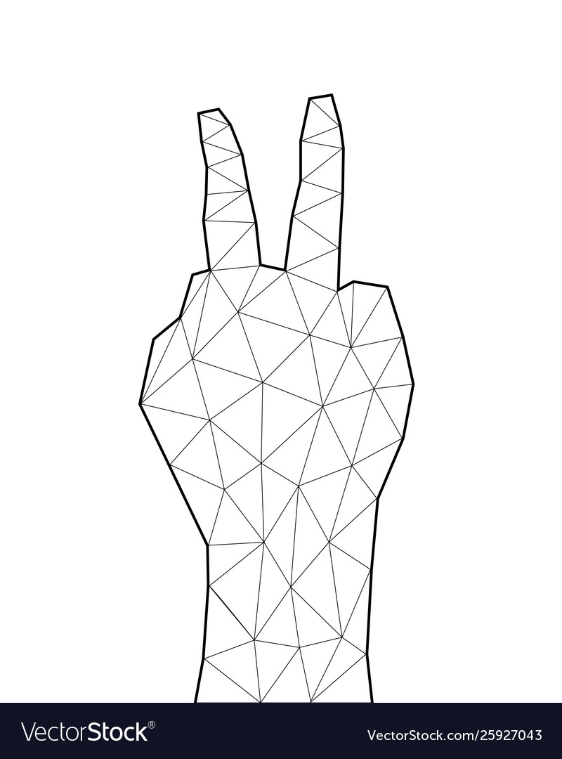 Thin line number two hand gesture