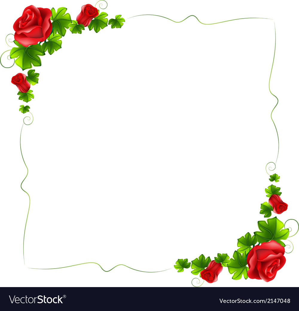 Rose Flower Frame Border Vector Illustration Background Royalty