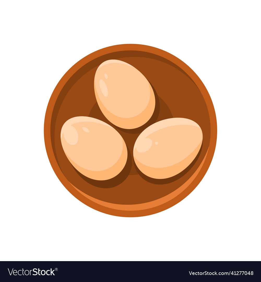 Boiled or uncooked eggs in shell at bowl top view Vector Image