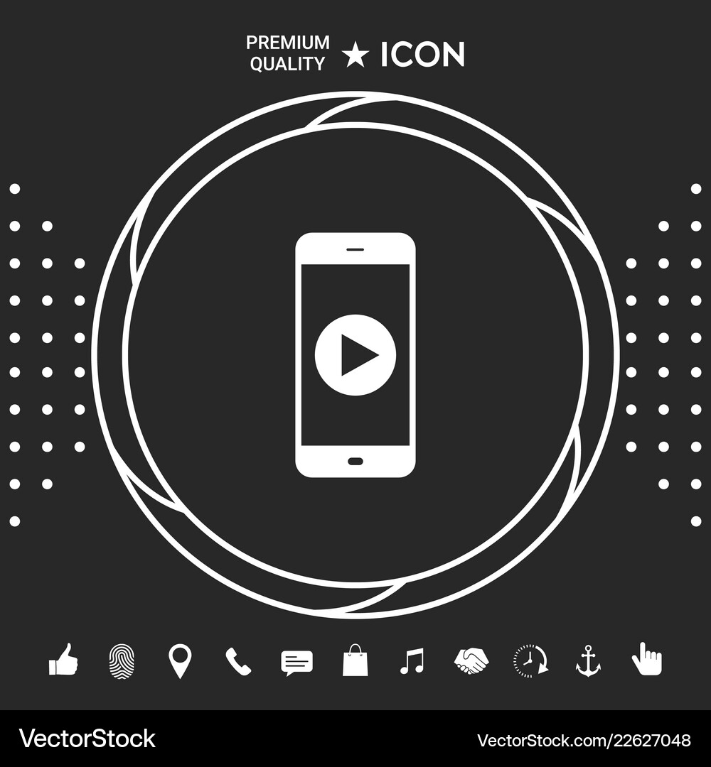 Business phone with play button icon Royalty Free Vector
