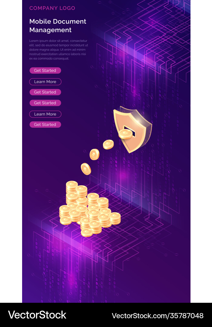 Cryptocurrency mining isometric concept Royalty Free Vector