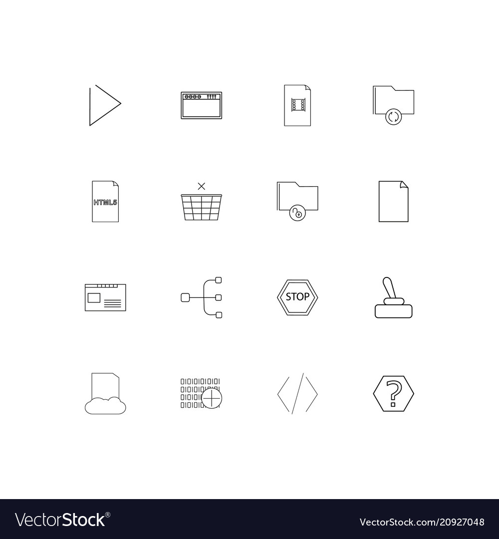 Files and folders sign linear thin icons set