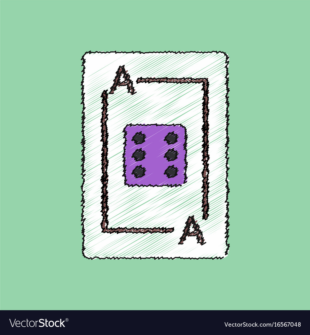 Flat shading style icon dice on playing card